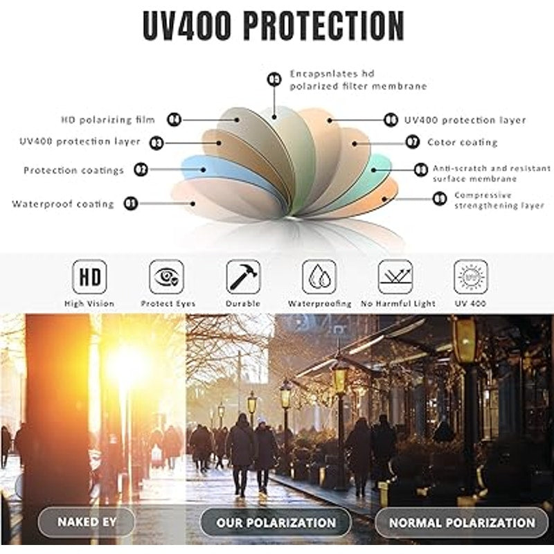 2 Pairs New Eiuizah Mens Gold Frame Polarized UV Protection Aviator Sunglasses