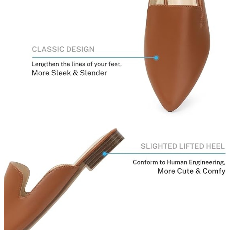 New Musshoe Womens Size 8.5 Chestnut Brown Faux Leather Flat Mule Loafer Shoes