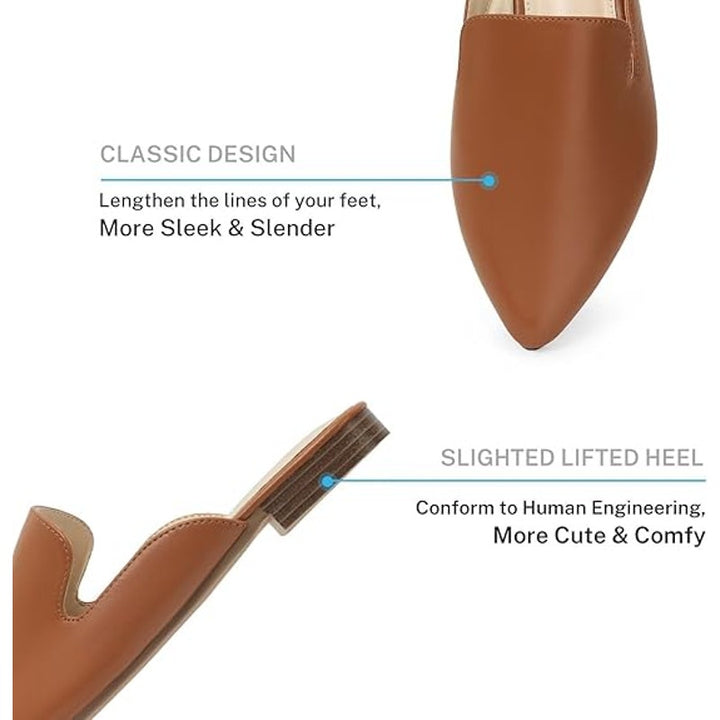 New Musshoe Womens Size 8.5 Chestnut Brown Faux Leather Flat Mule Loafer Shoes