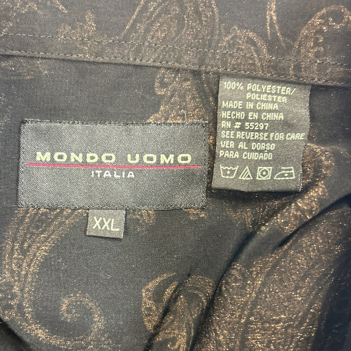 Mondo Uomo Italia Mens XXL Long Sleeve Button Up Metalic Paisley Polyester Shirt