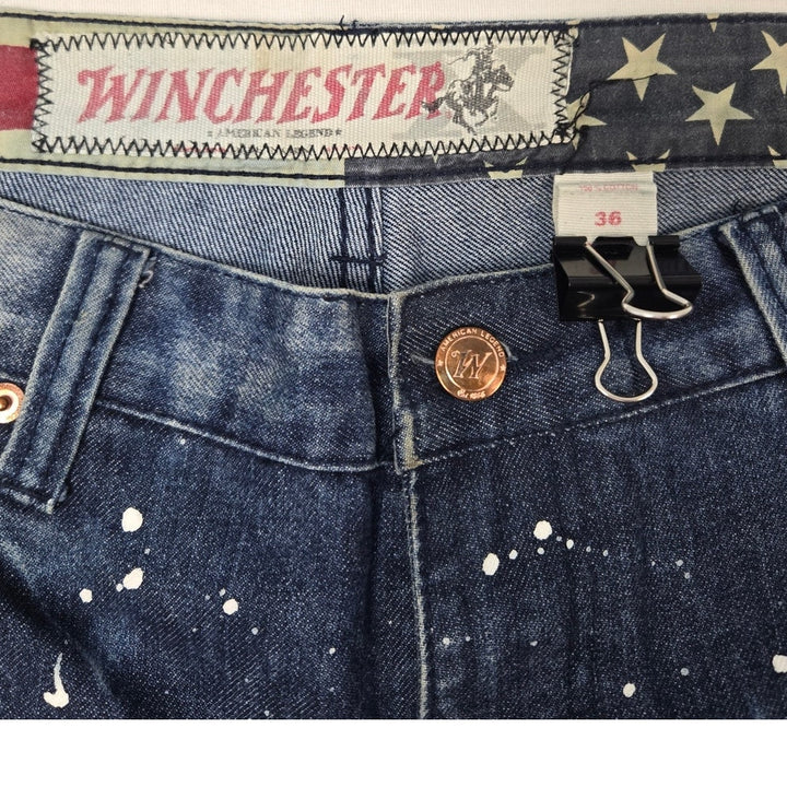 Winchester Mens 36 Factory Distressed &amp; Paint Splattered Bleached Lined Jeans