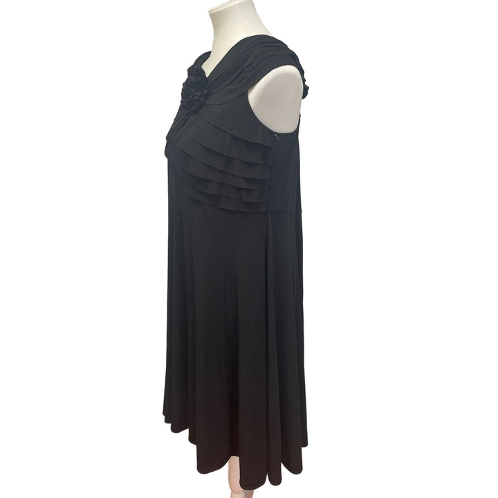 London Times Womens Plus SIze 20W Sleeveless Floral Twist Formal Black Dress