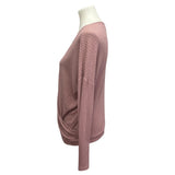 Womens Size Large Pink Lightweight Ribbed Rayon PolyBlend Long Sleeve Sweater