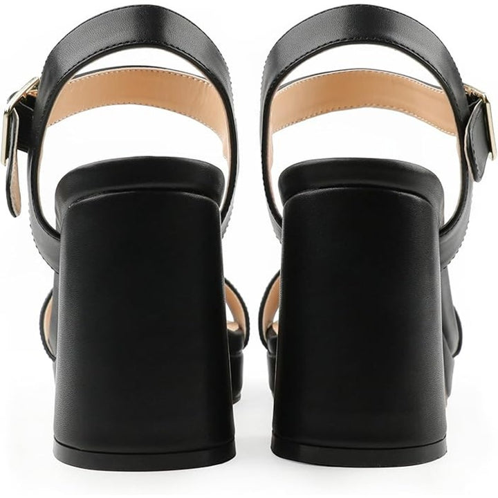JOY IN LOVE Womens Size 9 Black 3.5" Heel Open Round Toe Ankle Strap Shoes