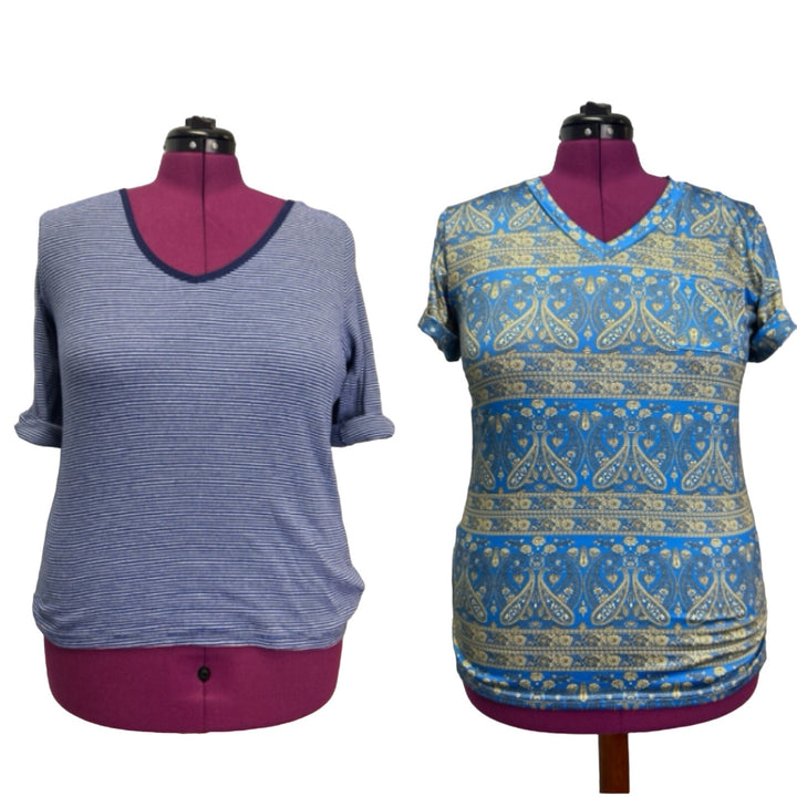 Lot of 2 Faded Glory Womens XL 3/4 and Short Sleeve Tee Shirt Tops
