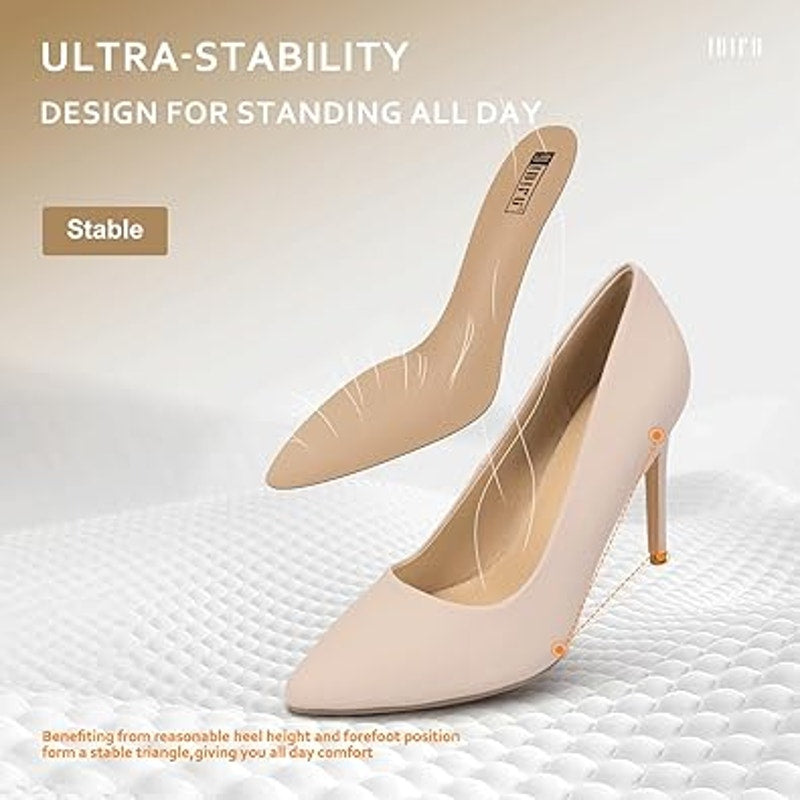 New Idifu Womens Size 6.5 Tan 4" Heel Pointy Closed Toe Slide On Pumps Shoes