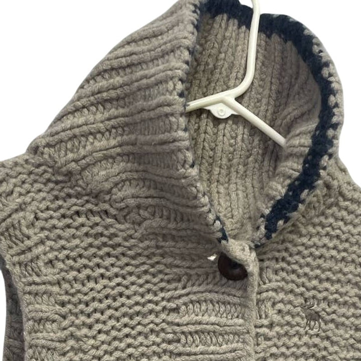 Abercrombie &amp; Fitch Small 100% Wool Button Up Sleeveless Mock Hoodie Sweater
