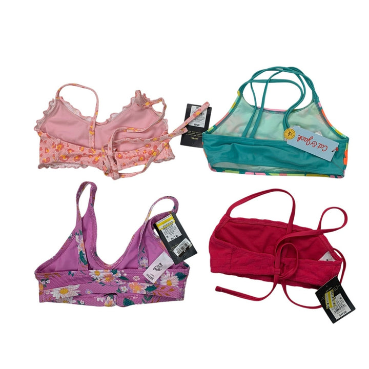Lot of 4 New Cat &amp; Jack Art Class Girls Medium Floral Bikini Swim Tops ONLY