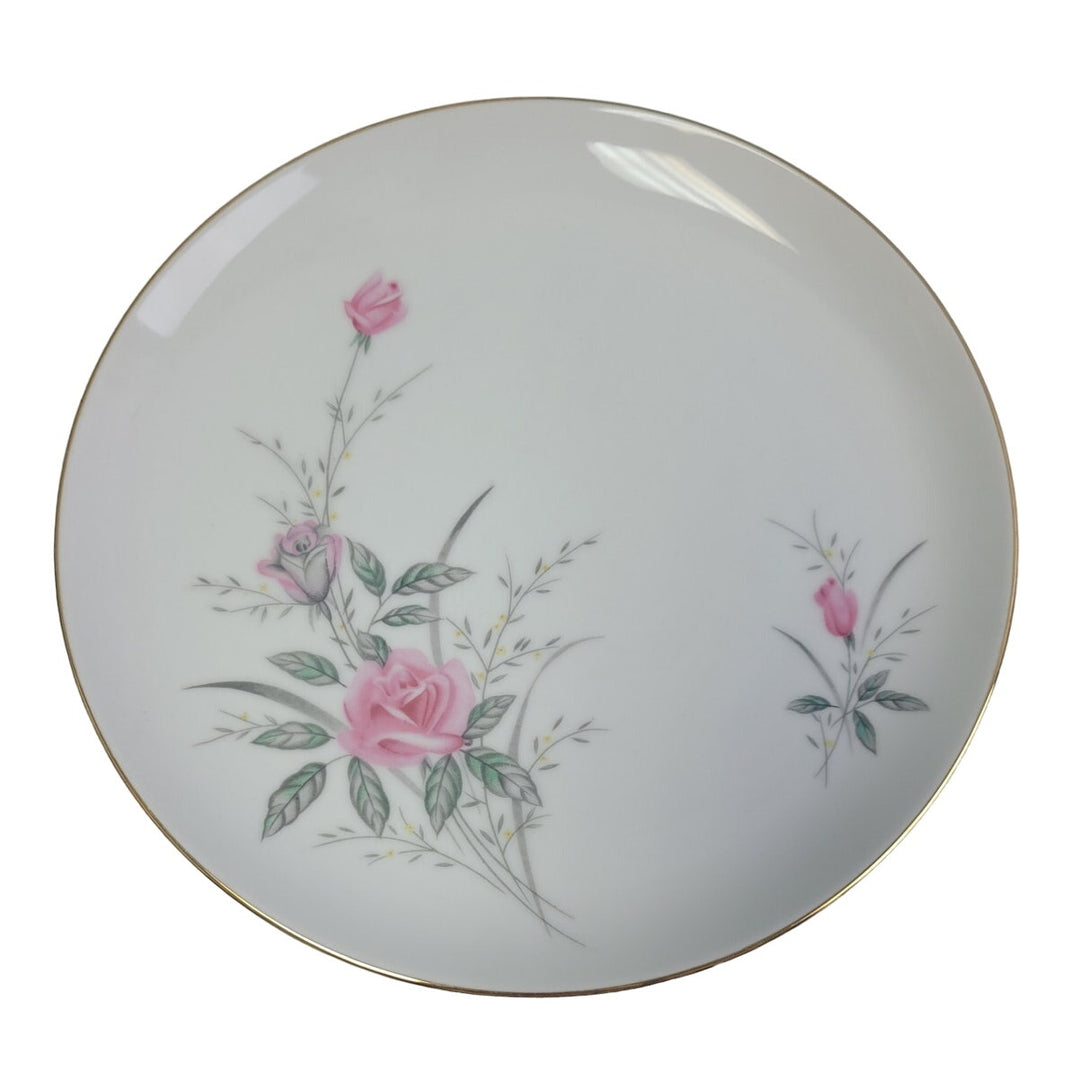 4 Vintage Golden Rose Flower Gold Rim Fine China Japan Large Dinner Plates