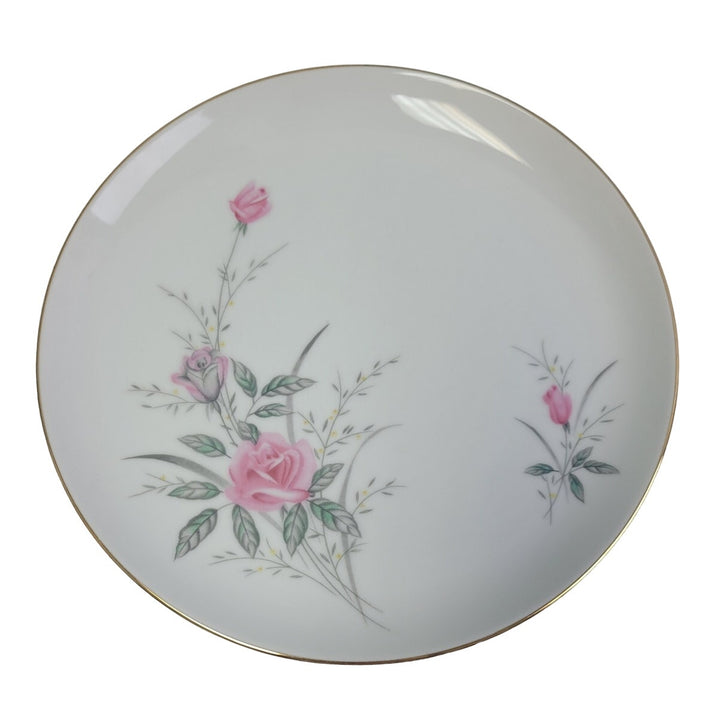 4 Vintage Golden Rose Flower Gold Rim Fine China Japan Large Dinner Plates