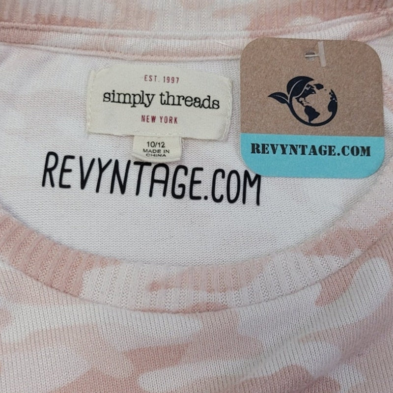 Hand Printed Upcycled Girls 10/12 Long Sleeve Cool Llama Pink Camo Sweatshirt