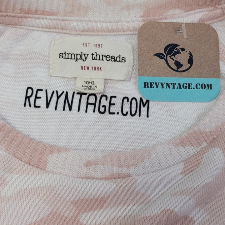 Hand Printed Upcycled Girls 10/12 Long Sleeve Cool Llama Pink Camo Sweatshirt