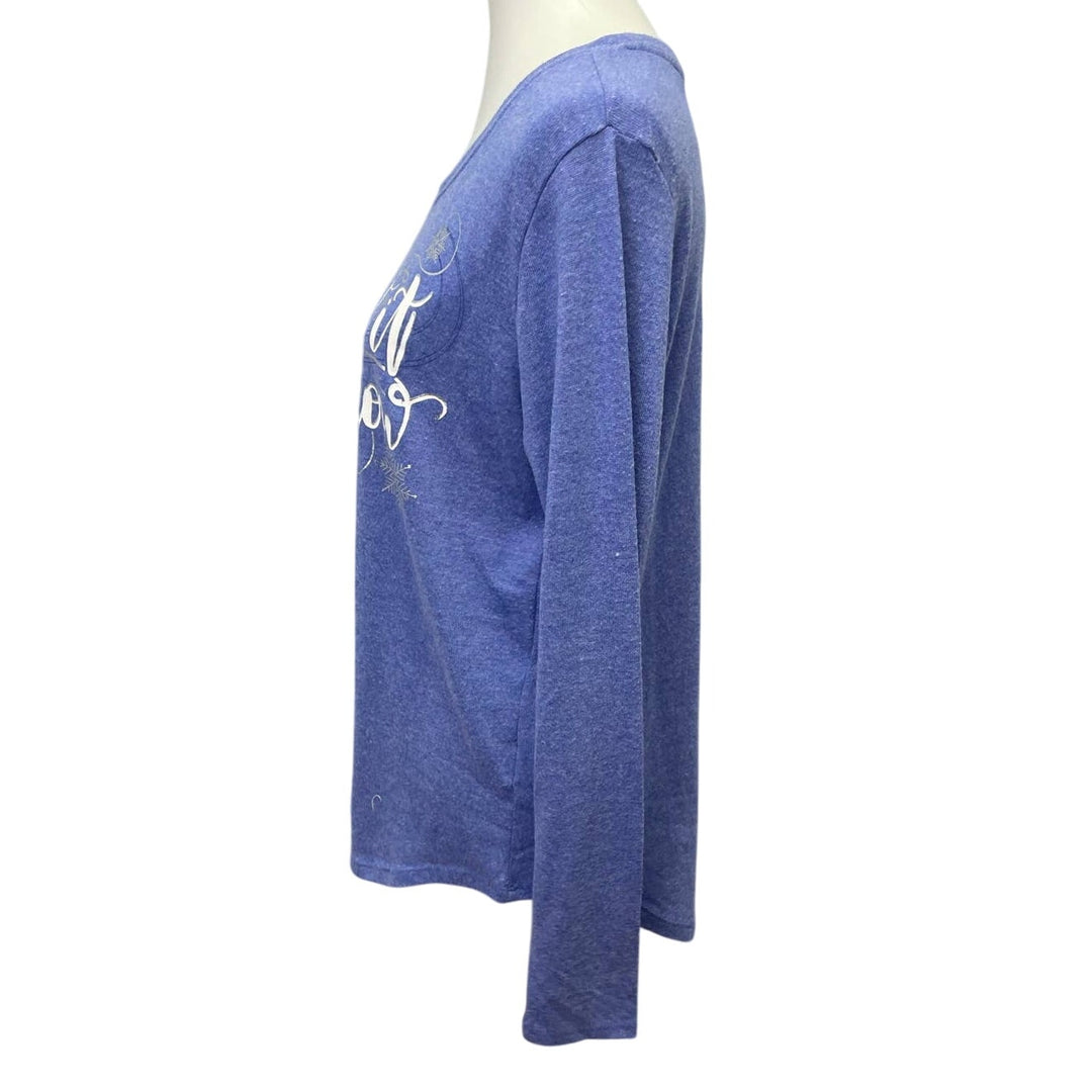 Holiday Time Womens Large Let It Snow Long Sleeve Crew Neck Lightweight Sweater