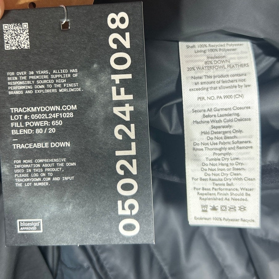 New Eddie Bauer Mens Small Black Microlight 650FP Down Zip Up Puffer Jacket