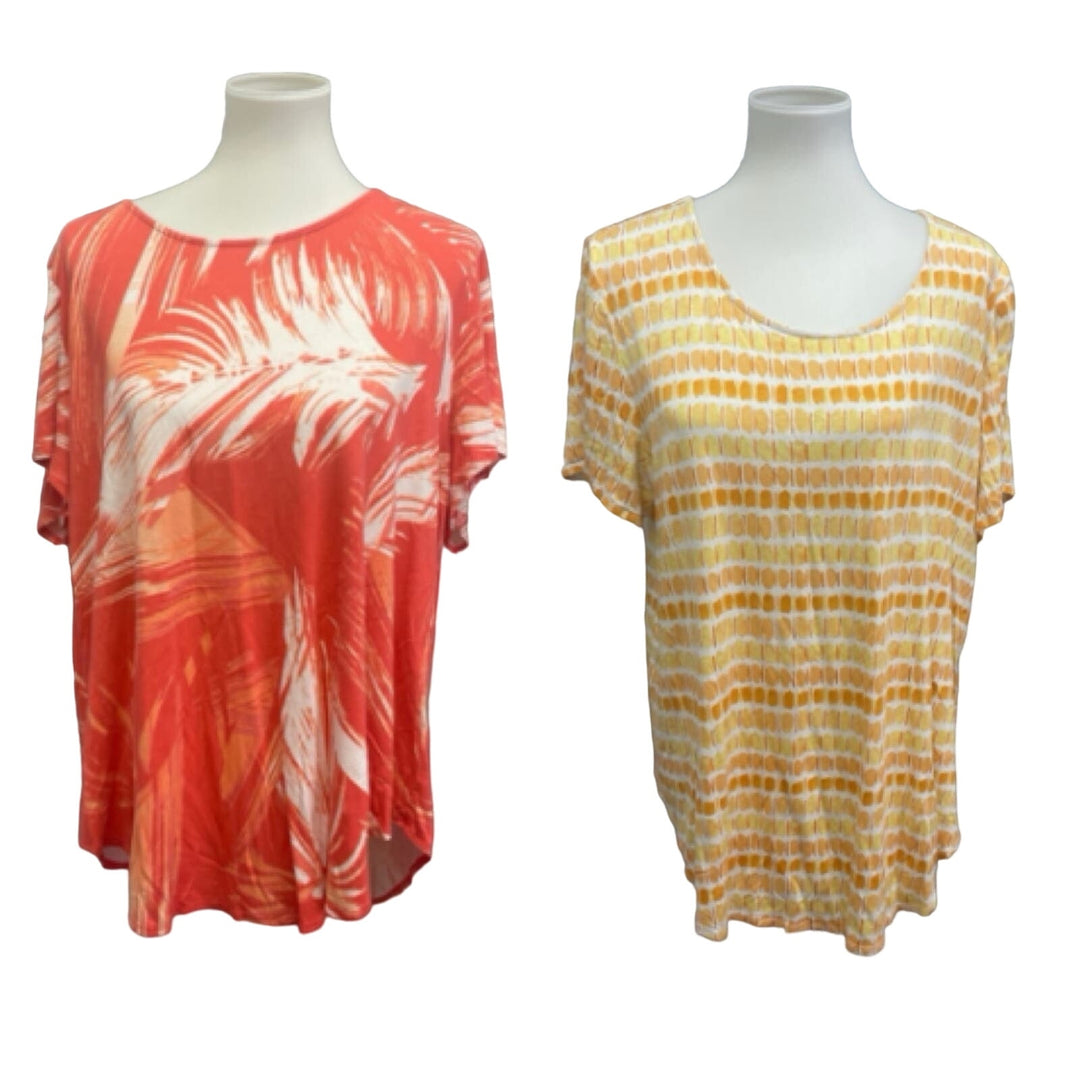 Lot of 2 Alfani Womens Plus Size 3X Rayon Spandex Blend Short Sleeve Tee Shirts