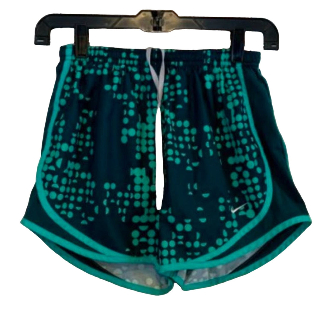 Nike Dri-Fit Womens XS Green Geometric Lined Athletic Jogging Running Shorts