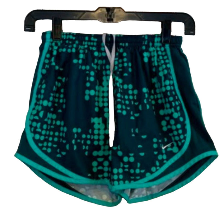 Nike Dri-Fit Womens XS Green Geometric Lined Athletic Jogging Running Shorts