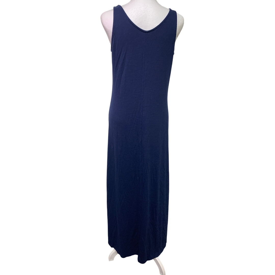 Old Navy Womens Medium Navy Blue Straight Sleeveless V Neck High Low Midi Dress