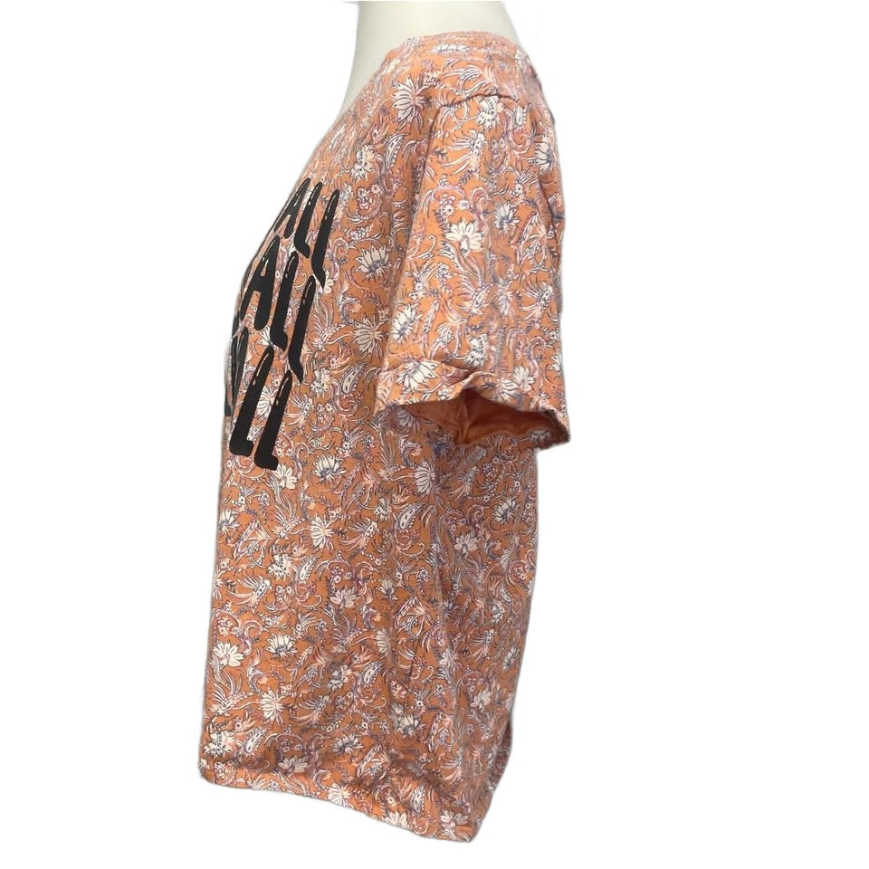 Hand Printed Upcycled Womens XL Pickleball Pickleball Pickleball Floral Tee