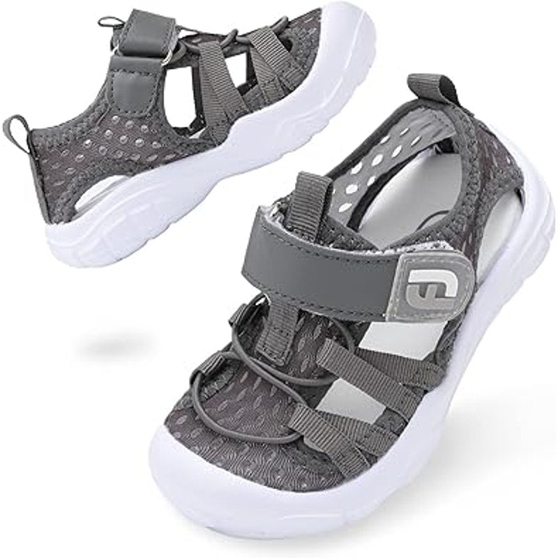 JoinFree Toddler Boys Size 5.5 Gray Sandals Latch &amp; Hook Close Water Shoes