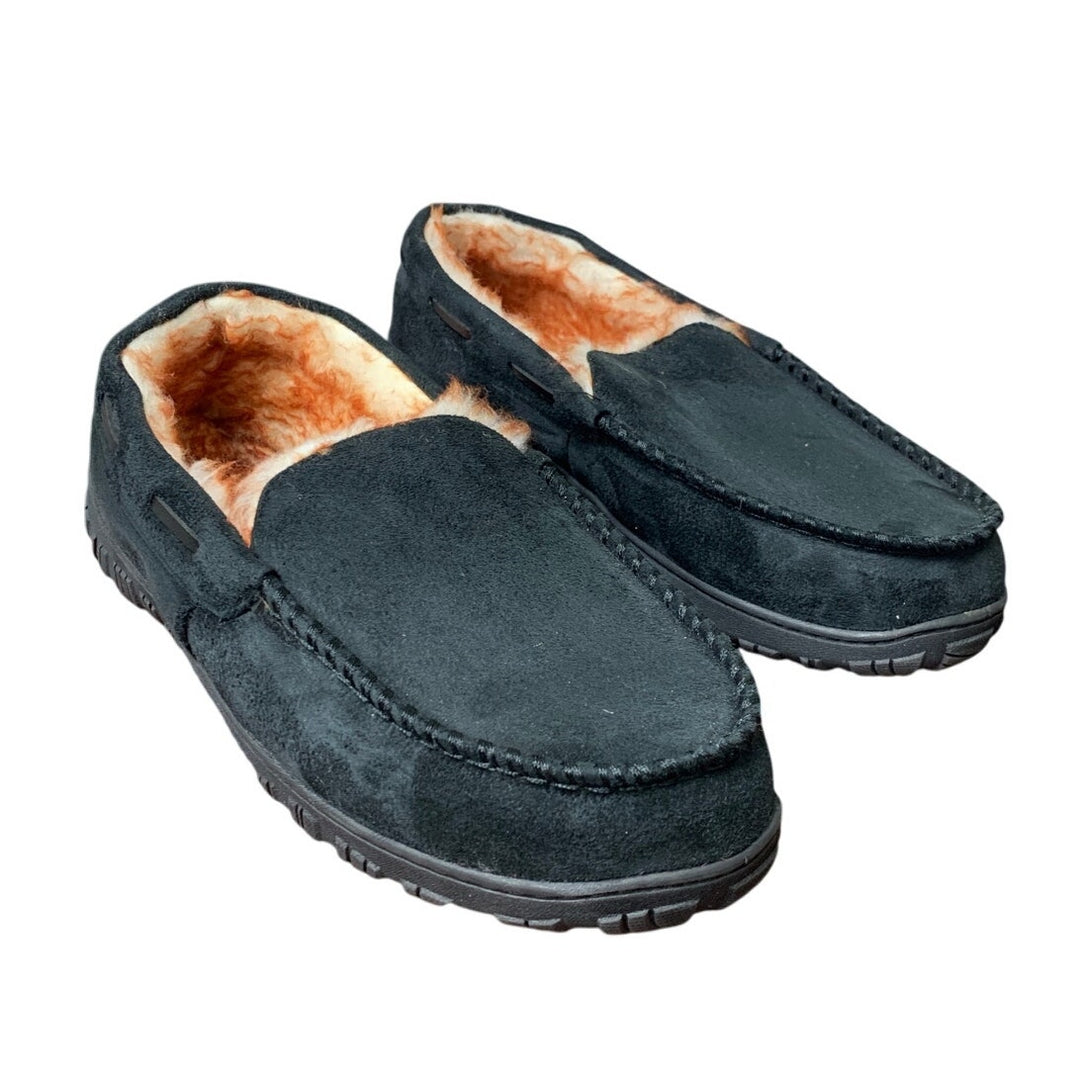 Vonair Mens 13 Black Faux Suede Moccasin Slipper Indoor Outdoor Slip On Shoes