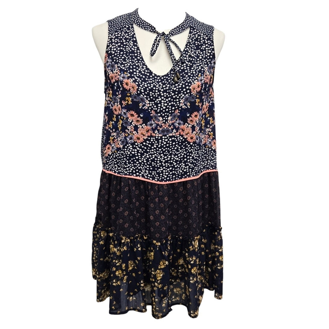 Xhilaration Womens Large Sleeveless Polka Dot Lined Polyester A-Line Dress