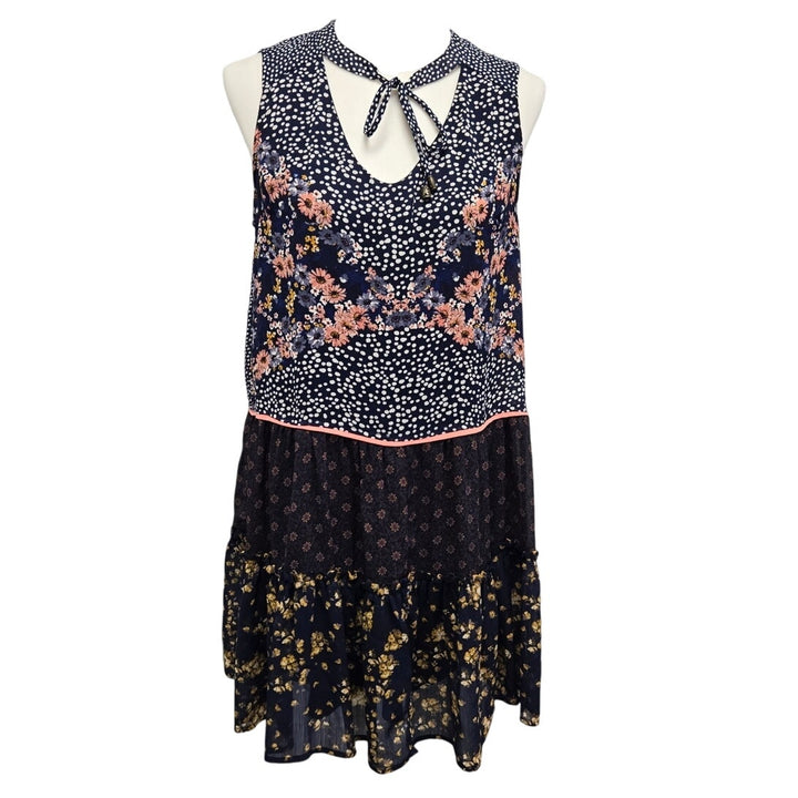 Xhilaration Womens Large Sleeveless Polka Dot Lined Polyester A-Line Dress