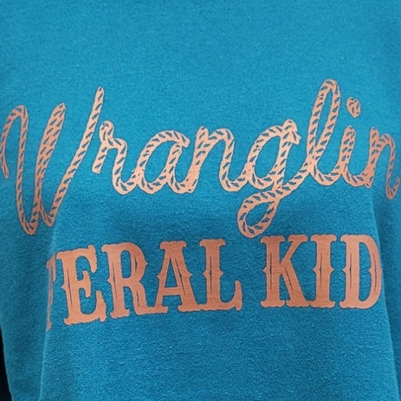 Hand Printed Upcycled Womens XL Wrangling Feral Kids Short Sleeve Tee Shirt
