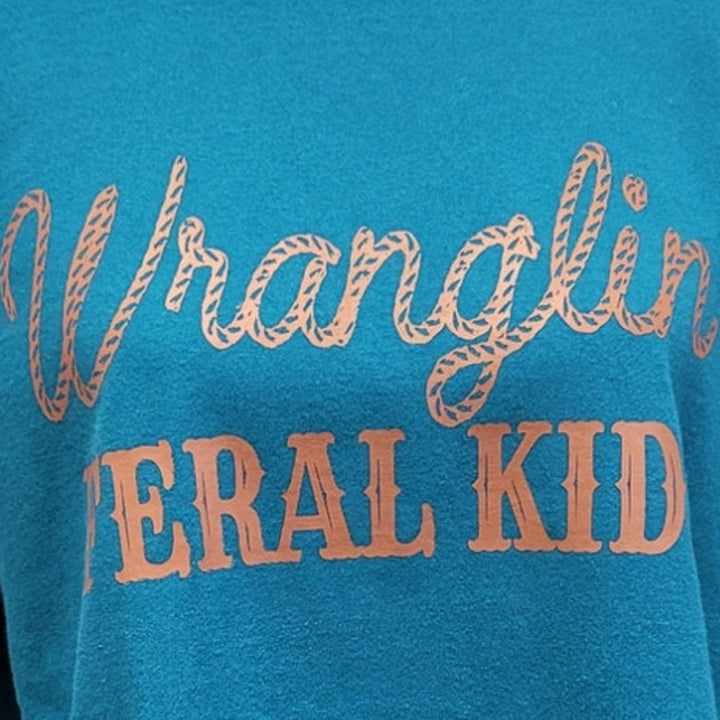 Hand Printed Upcycled Womens XL Wrangling Feral Kids Short Sleeve Tee Shirt