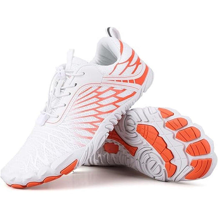 New HiGorpcore Womens Size 6 White Orange Lace Up Breatheable Barefoot Shoes