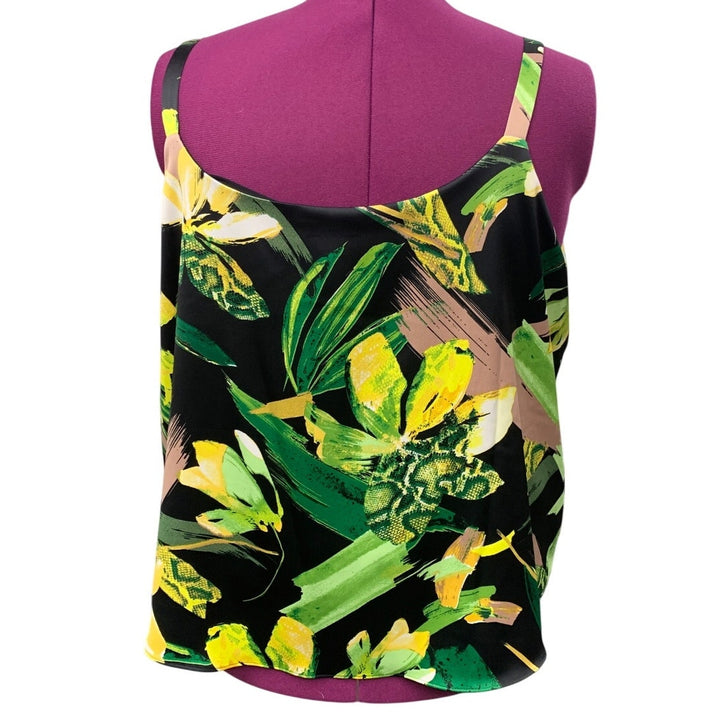 New Bar III Womens Plus Size 2X Sleeveless Yellow Floral Career Separate Top