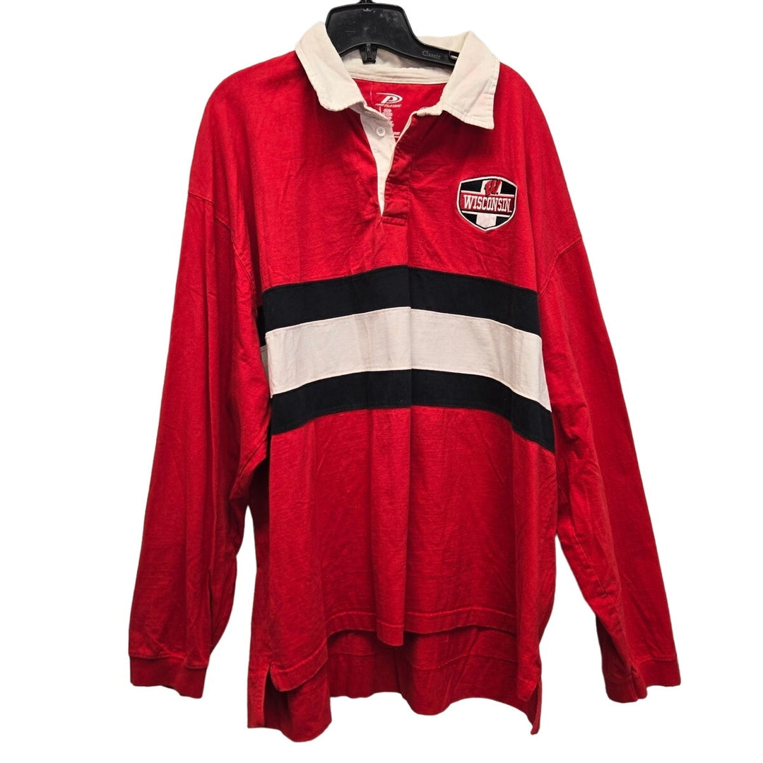 Wisconsin Badger Football Mens 2XL Cotton Long Sleeve Collared Polo Shirt