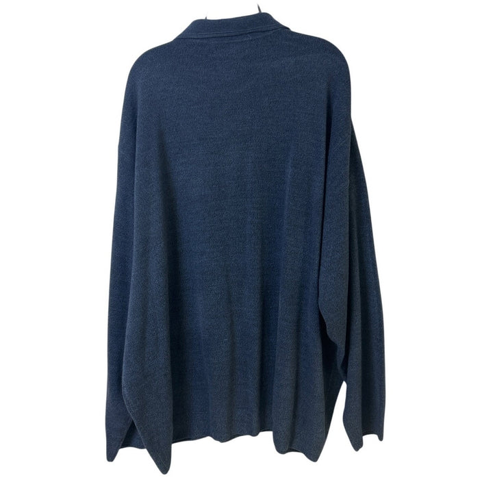 NWT New David Taylor Mens 3XL Blue Big and Tall Long Sleeve Knit Polo Sweater