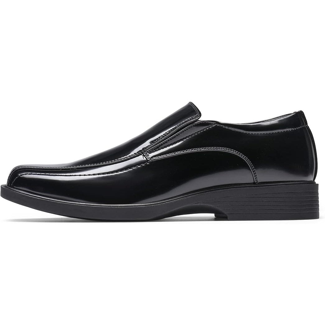 New Bruno Marc Mens Size 8 Shiny Black Square Toe Dress Loafers Formal Shoes