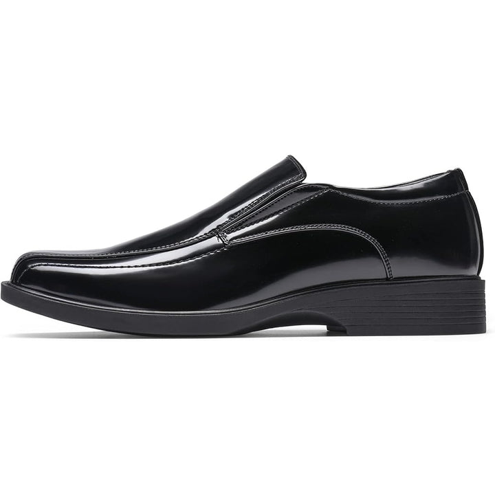New Bruno Marc Mens Size 8 Shiny Black Square Toe Dress Loafers Formal Shoes