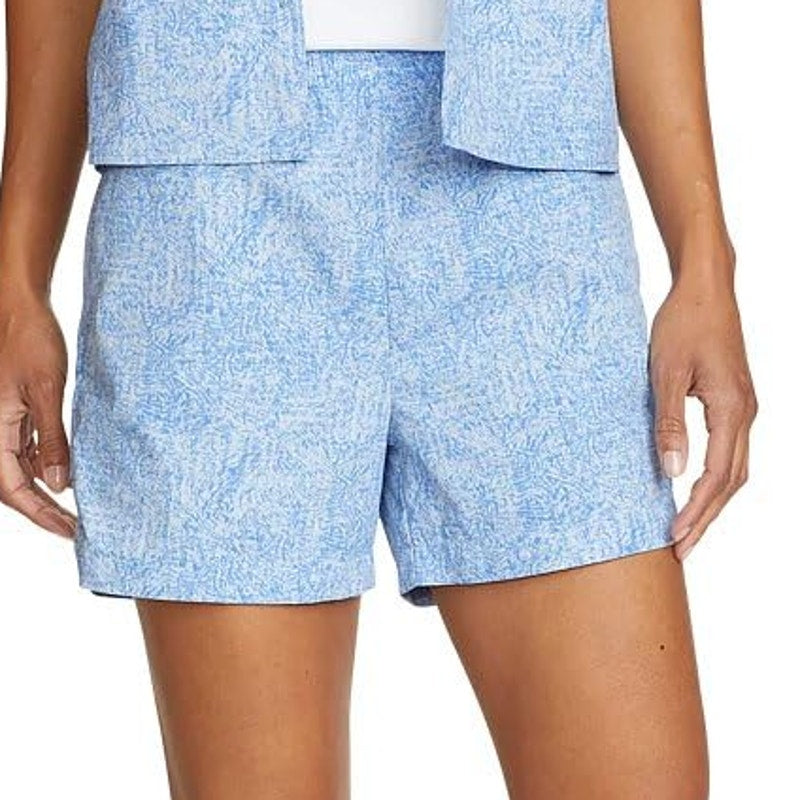 New Eddie Bauer Womens All Day UPF Cornflower Blue Elastic Waist Shorts Pockets