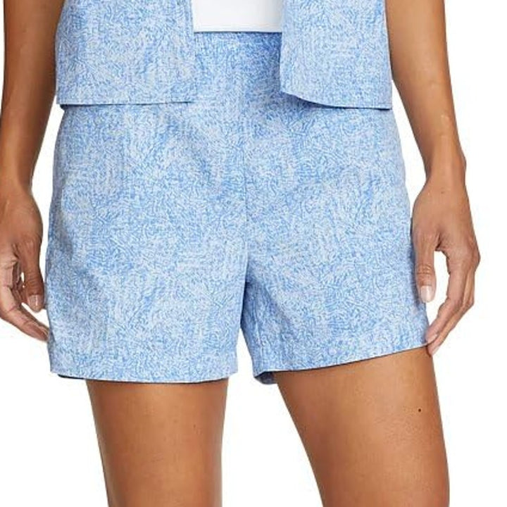 New Eddie Bauer Womens All Day UPF Cornflower Blue Elastic Waist Shorts Pockets