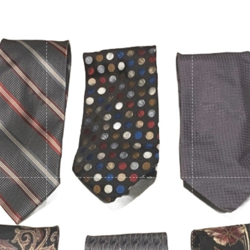 Lot of 6 Black Gray Silver Polka Dot Geometric Vintage and Newer Mens Neck Ties