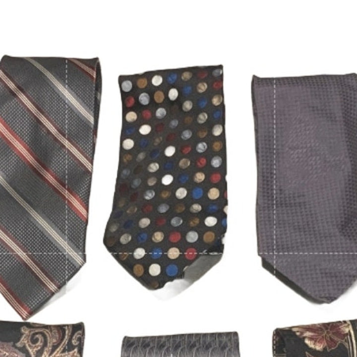 Lot of 6 Black Gray Silver Polka Dot Geometric Vintage and Newer Mens Neck Ties