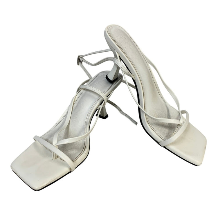PiePieBuy Womens Size 6.5 White 3" Heel Open Square Toe Ankle Strap Shoes