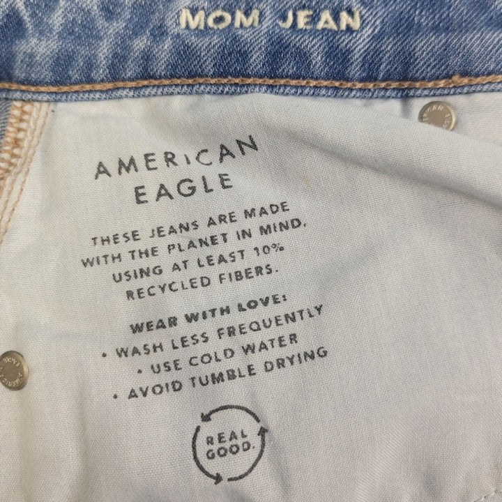 New American Eagle Size 00 Regular Factory Distressed Mom Jean Denim Blue Jeans