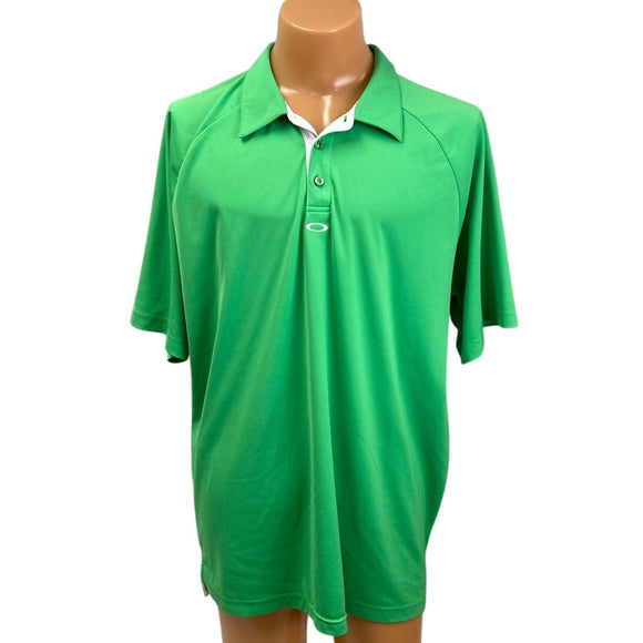 Oakley Mens XXL Neon Green 100% Polyester Collared Short Sleeve Polo Shirt