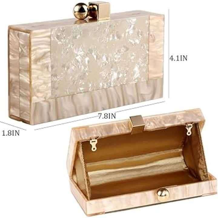 New Menurra White Peach Acrylic Hard Plastic Evening Clutch Handbag w Flaw