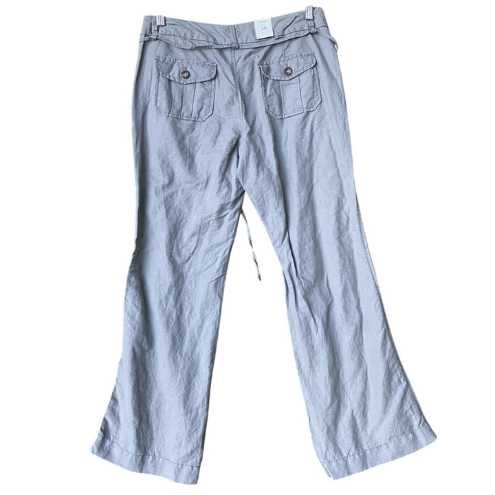 NWT New Old Navy Womens Size 10 Gray Wide Leg Mid-Rise Flax Cotton Trouser Pants