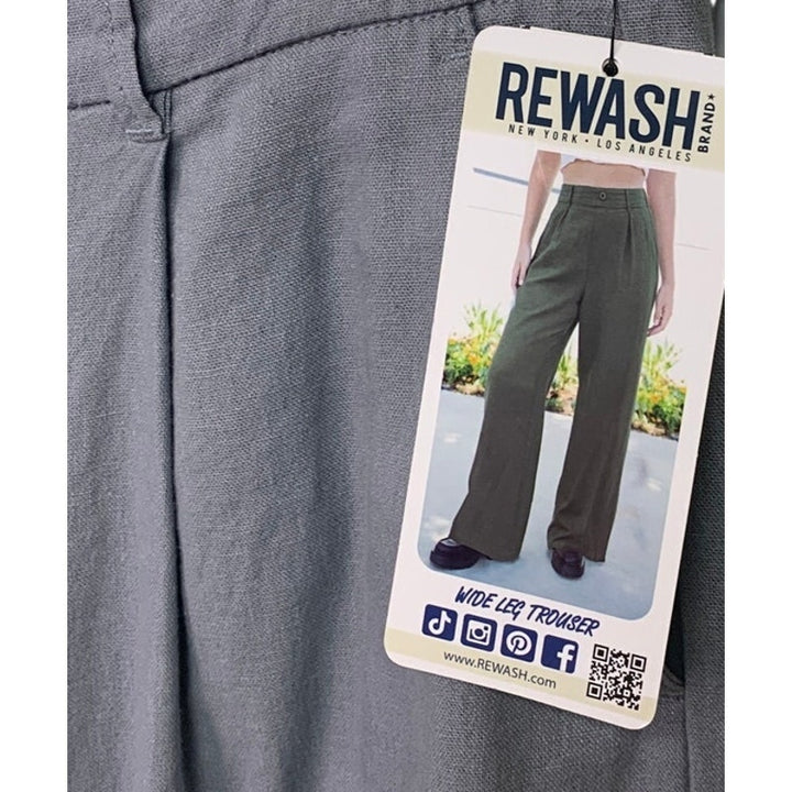 NWT New Rewash Juniors Size 11 Gray Linen Blend Wide Leg Trouser Pants