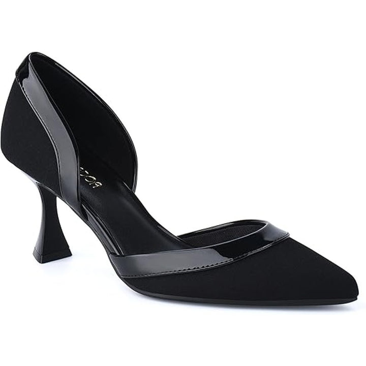 Jenn Ardor Womens Size 6.5 Black Satin Closed Toe 3" Heel Slide On Pumps Shoes