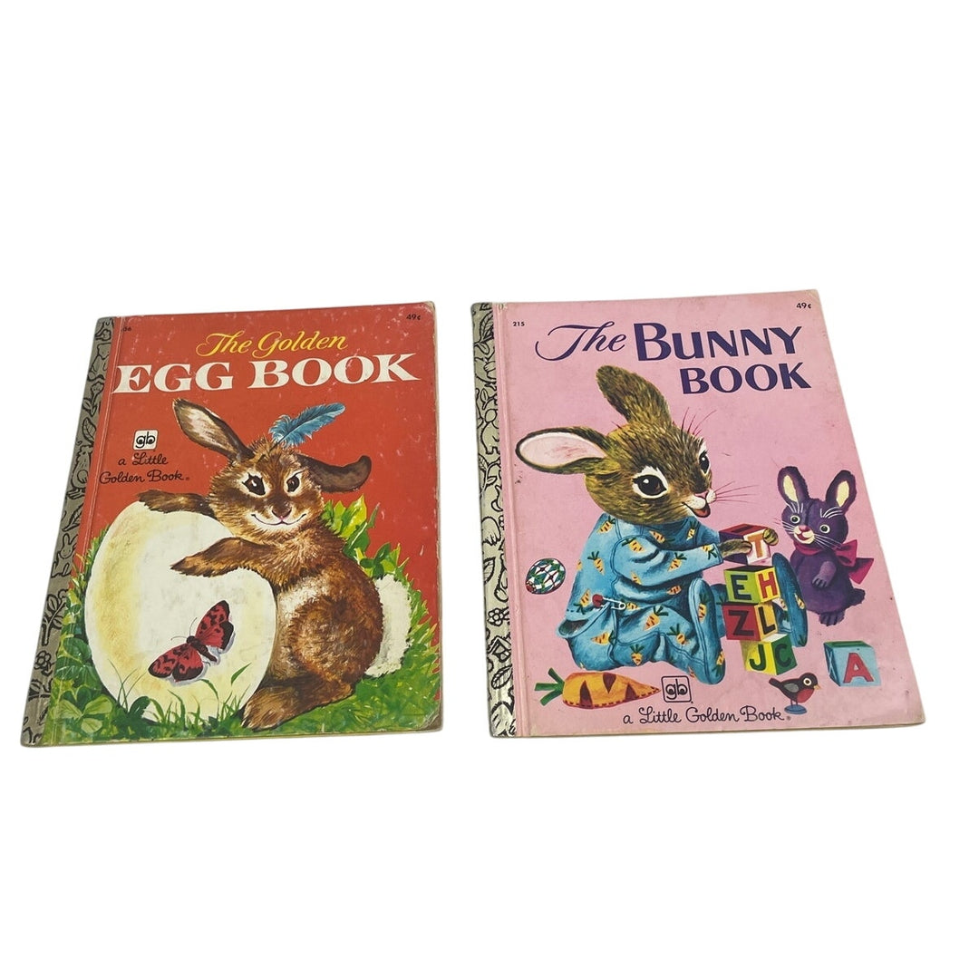 2 Vintage 1976 Little Golden Books Golden Egg Book Bunny Book Set Names Inside