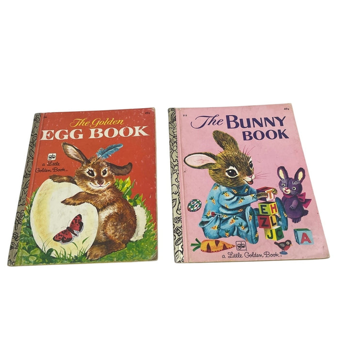 2 Vintage 1976 Little Golden Books Golden Egg Book Bunny Book Set Names Inside