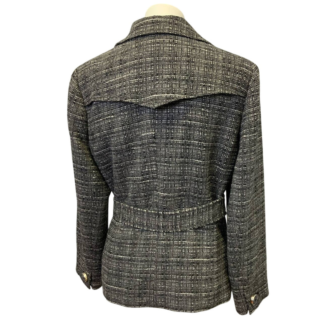 Jones New York Signature Medium Wool Blend Belted Buttoned Career Blazer Jacket