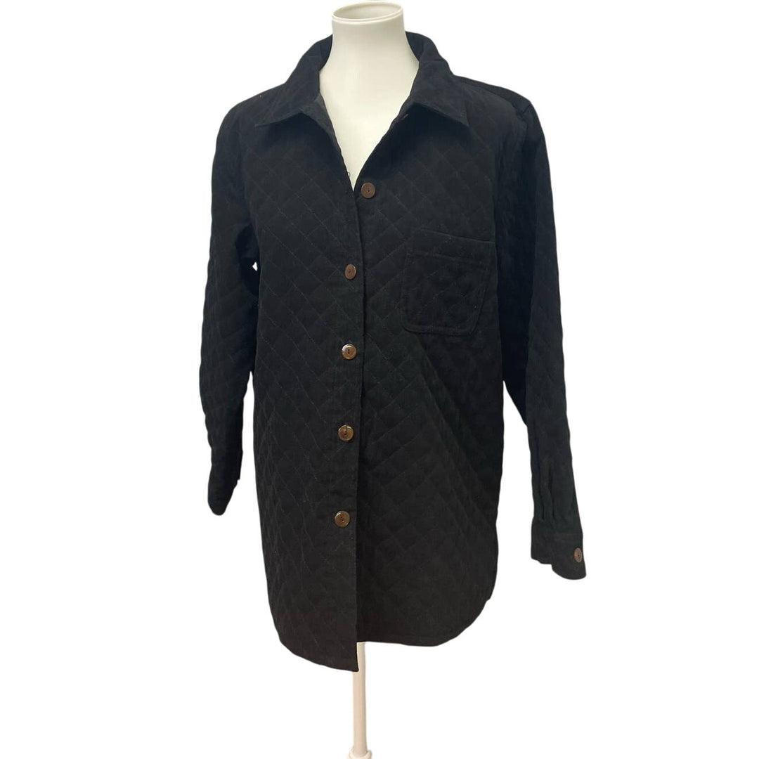 Talbots Womens Medium Super Soft Quilted Long Sleeve Button Up Polyester Jacket